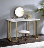 Estie - Vanity Desk (Same 93102) - White & Gold
