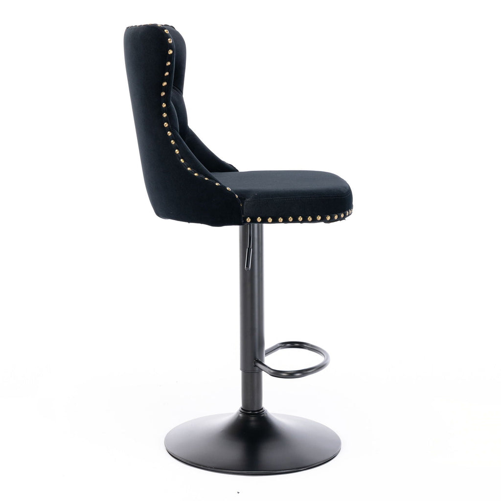 Swivel Barstools Adjusatble Seat Height, Modern Upholstered Bar Stools With Backs Comfortable Tufted For Home Pub And Kitchen Island (Set of 2)