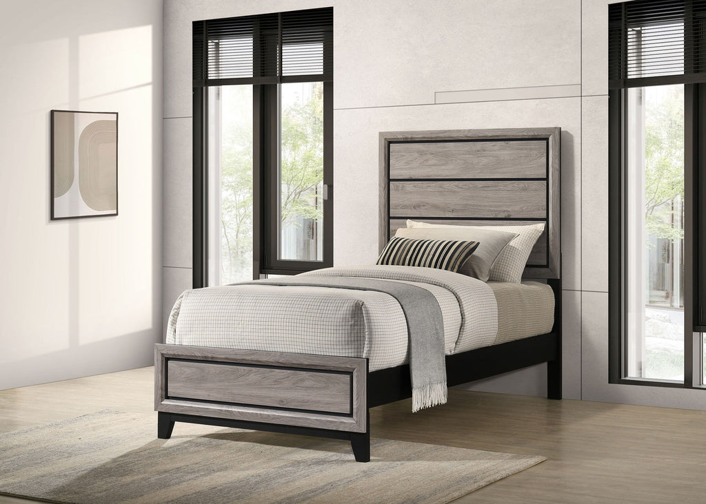 Valen Wood Twin Panel Bed Light Taupe