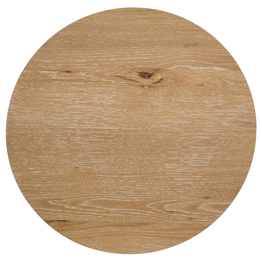 Kessler Round Sculptural Wood End Table Light Oak