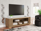 Camdill - XL TV Stand With Fireplace Option - Light Brown