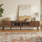 76" TV Stand, Entertainment Center With Storage Cabinets, TV Media Console Table For Living Room - Natural