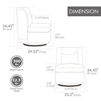 Wide Modern Cushioned Armless Metal Base 360° Swivel Chair With Pillow