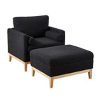 Oversized 360 Degree Swivel Barrel Accent Chair And Ottoman Set With Storage