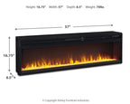 Electric LED Black Wide Fireplace Insert 57.63"W x 8.88"D x 16.88"H