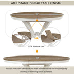 Dining Set With Extendable Round Table And 4 Upholstered Chairs