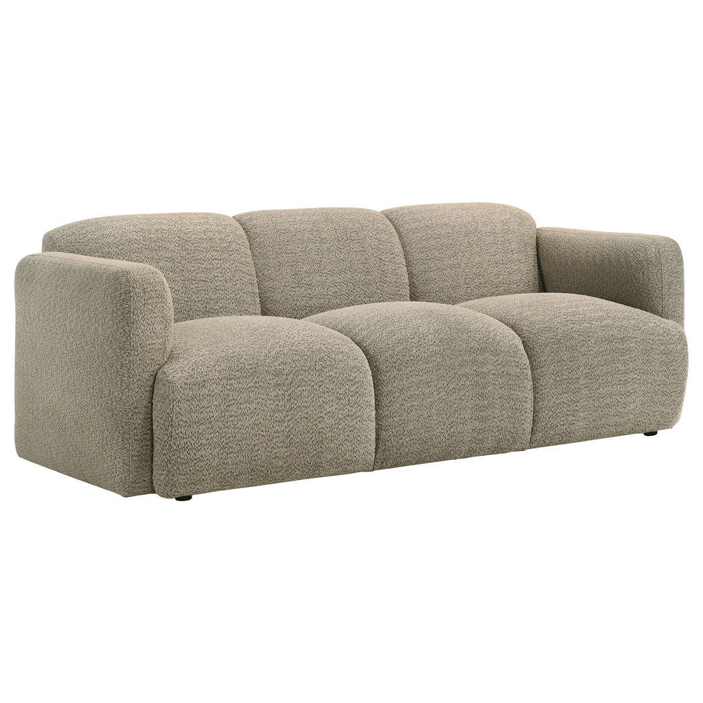 Dorset 2-piece Upholstered Round Track Arm Sofa Set Brown