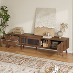 76" TV Stand, Entertainment Center With Storage Cabinets, TV Media Console Table For Living Room - Natural