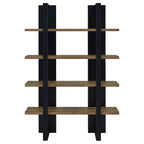 Danbrook 71-inch 4-shelf Bookshelf Black and Aged Walnut