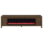 Carey 79-inch TV Stand Fireplace Media Console Dark Pine