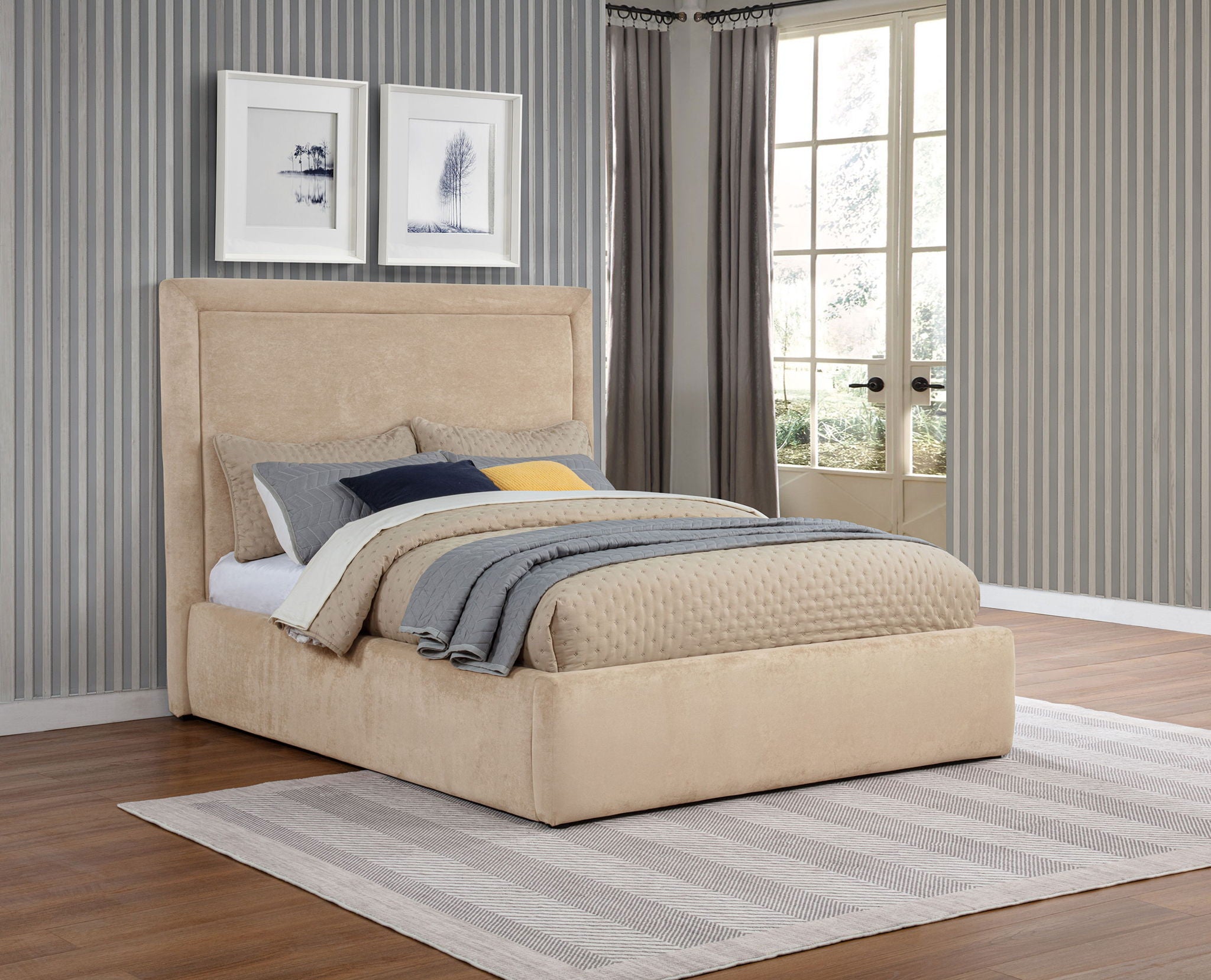 Lawson 54-inch Upholstered Full Platform Bed Light Saddle