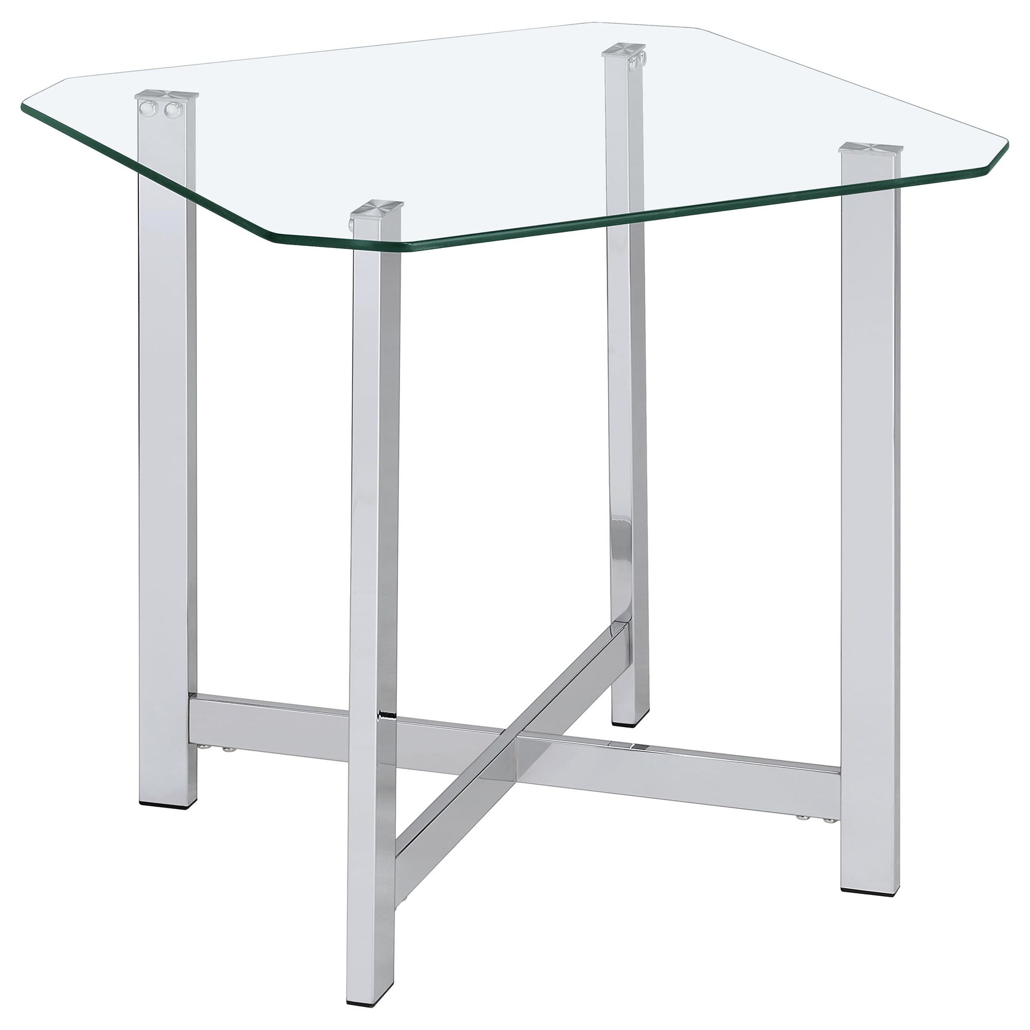 Cronin 3-piece Tempered Glass Top Coffee Table Set Chrome