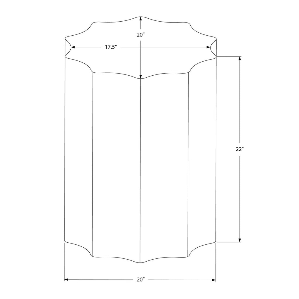 Drum Accent Side Table, Stylish Scalloped Design
