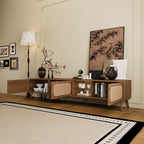 78" TV Stand With Ample Storage And Open Shelving - Walnut