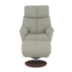 Kandoro - Motion Accent Chair With Swivel & Ottoman - Gray Leather & Brown Base
