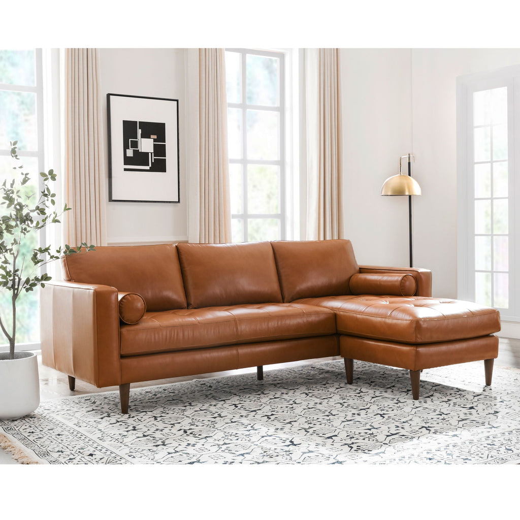 Mid-Century Tufted Sectional With Reversible Chaise
