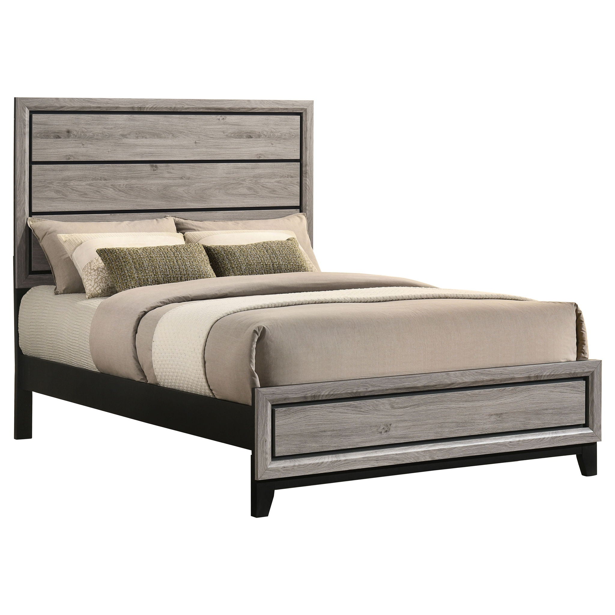 Valen Wood Full Panel Bed Light Taupe
