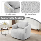 360° Swivel Barrel Sofa Chair With Throw Pillow, Upholstered Accent Chair