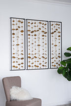 Metal Decorative Wall Art With Frame, Wall Decor For Living Room (Set of 3) - Gold