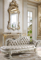 Vanaheim - Bench - Beige Synthetic Leather & Antique White