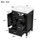 Bathroom Vanity With Sink, Soft-Close Doors, Double-Layer Shelf And 3 Drawers