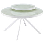 Briggs Round Marble Printed Glass Top Coffee Table White