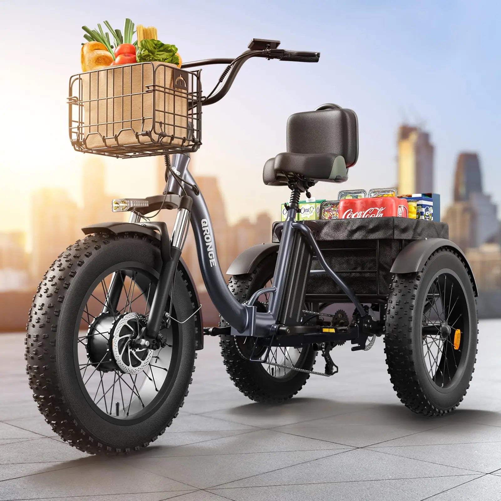 QRONGE 960W Peak Electric Bike For Adults 36V Battery Trike
