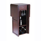 9 Bottle Walnut Wine Bottle Rack Mini Bar With Expandable Counter
