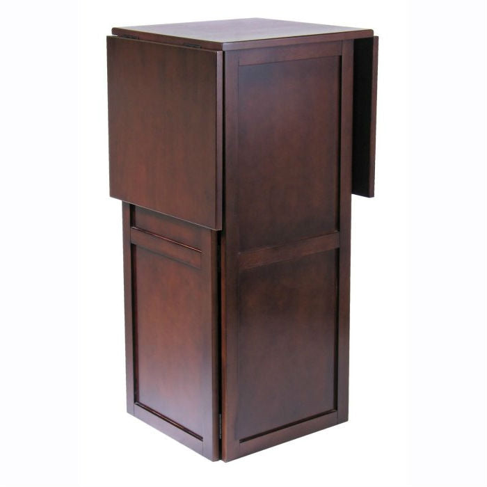 9 Bottle Walnut Wine Bottle Rack Mini Bar With Expandable Counter
