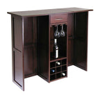 9 Bottle Walnut Wine Bottle Rack Mini Bar With Expandable Counter