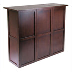 9 Bottle Walnut Wine Bottle Rack Mini Bar With Expandable Counter