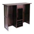 9 Bottle Walnut Wine Bottle Rack Mini Bar With Expandable Counter