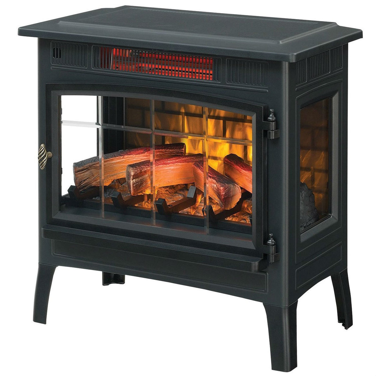 Black Infrared Quartz Indoor Electric Fireplace & Space Heater