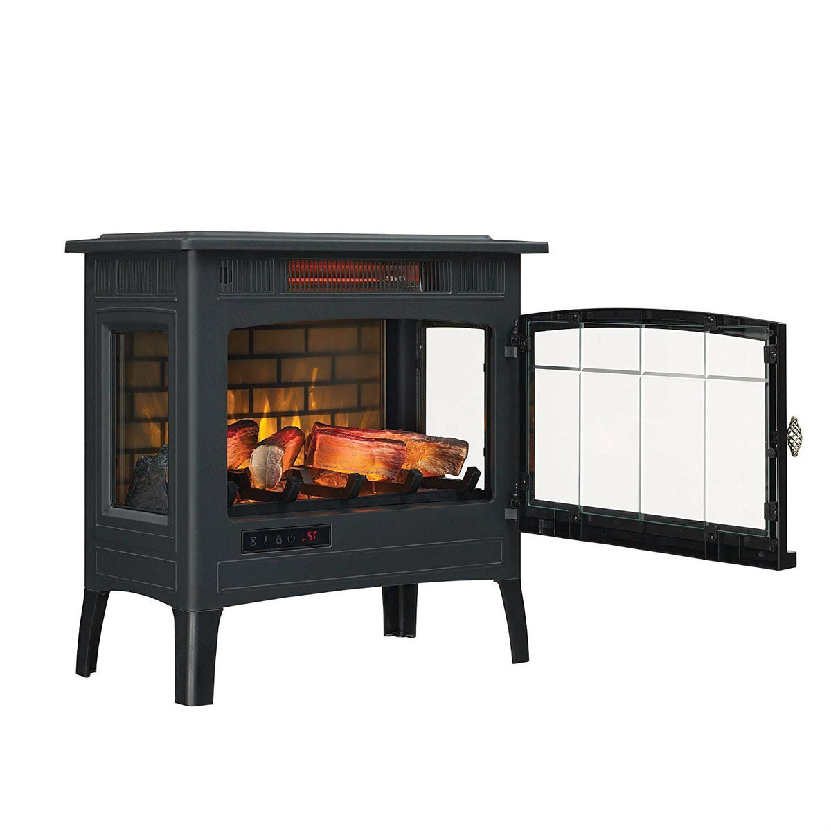 Black Infrared Quartz Indoor Electric Fireplace & Space Heater
