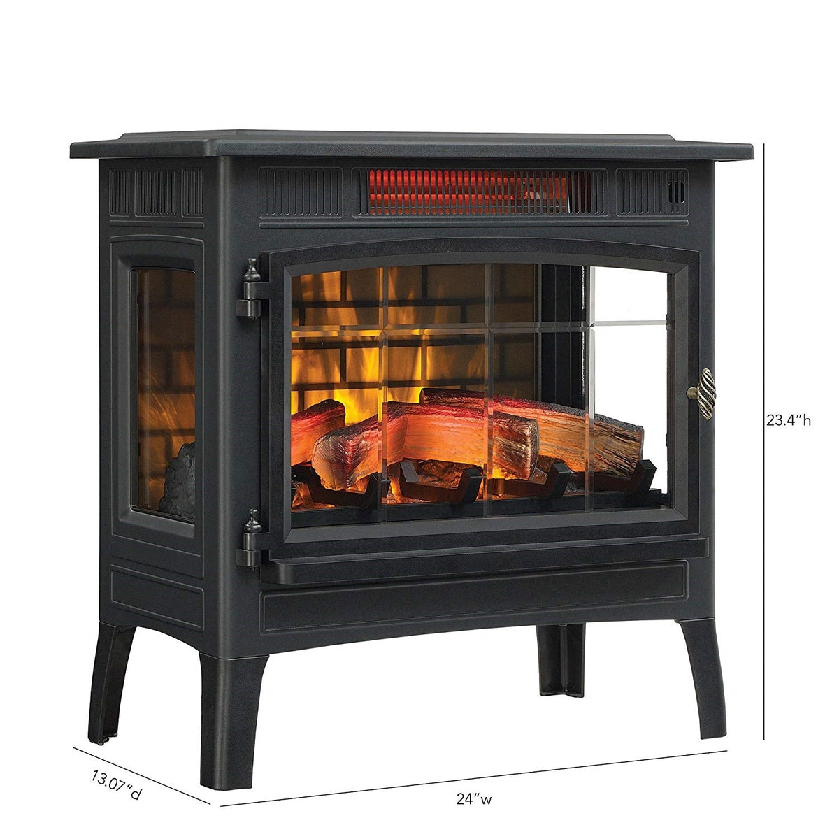 Black Infrared Quartz Indoor Electric Fireplace & Space Heater