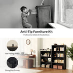 JHK Four Tier Wooden Floor Standing Open Bookshelf For Living Room Home Office