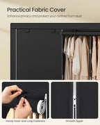SONGMICS Portable Closet Organizer With Cover 5 Hanging Rods And Shelves