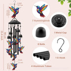 Lucky Wind Chime Garden Decor With Gradient Bird Ornament