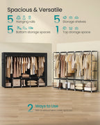 SONGMICS Portable Closet Organizer With Cover 5 Hanging Rods And Shelves