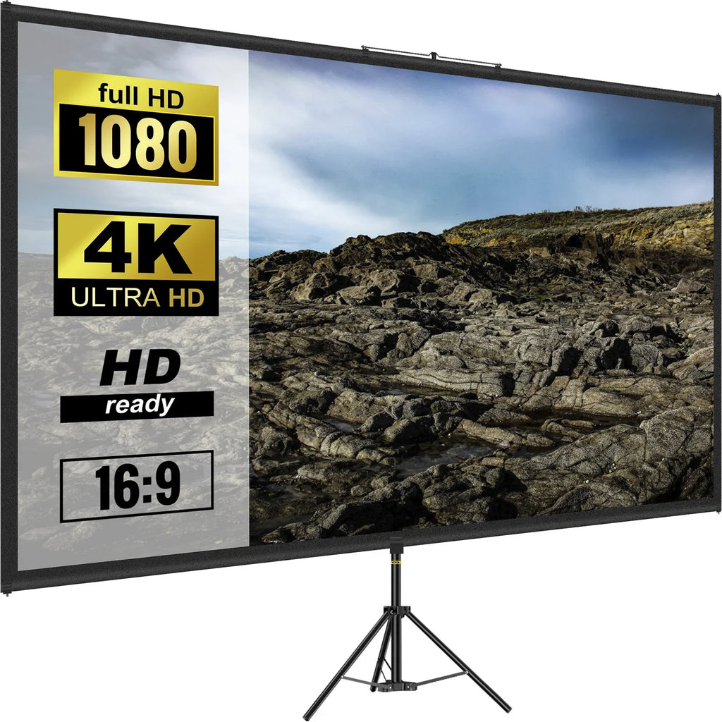 SucceBuy Tripod Projector Screen With Stand 4K HD Portable Cinema