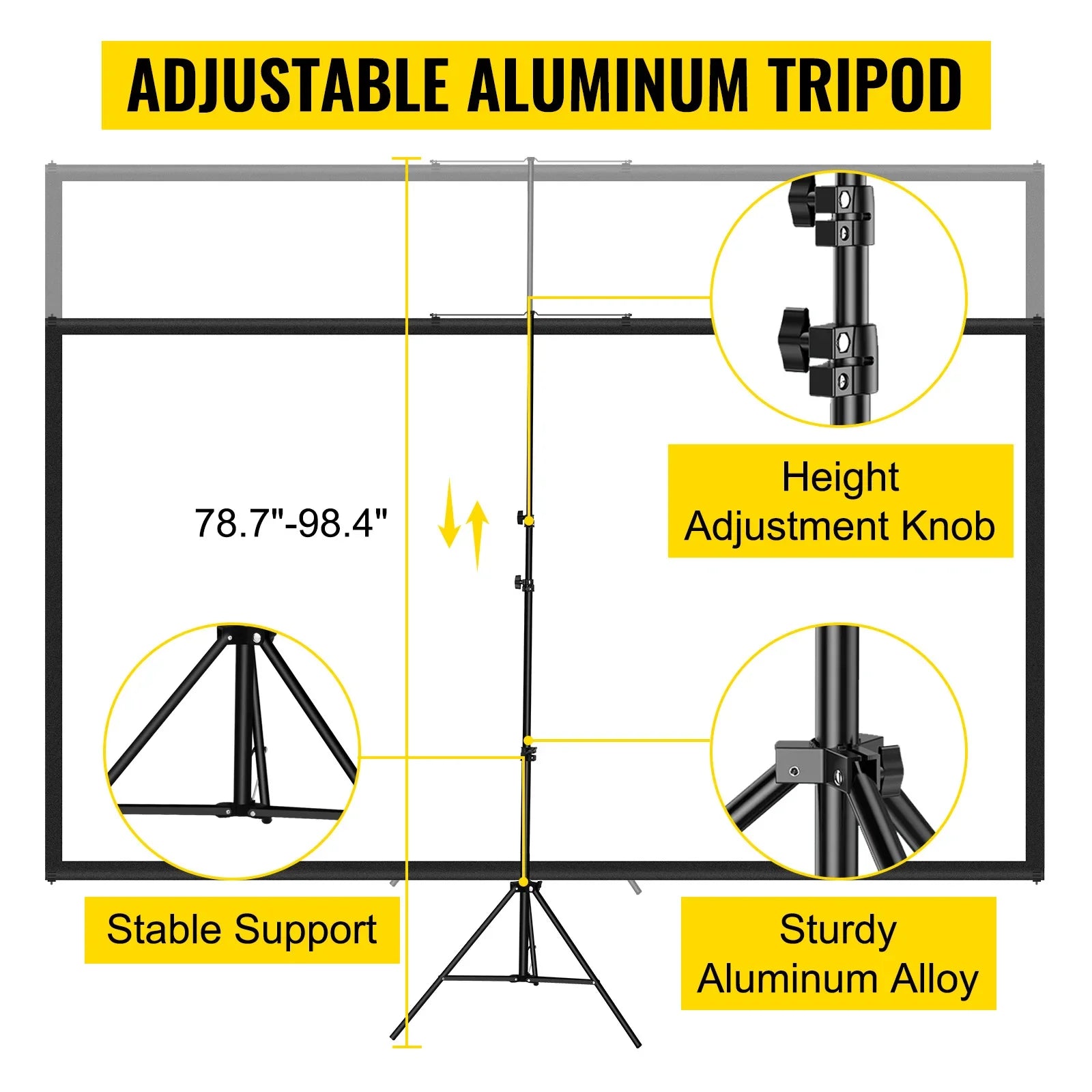 SucceBuy Tripod Projector Screen With Stand 4K HD Portable Cinema