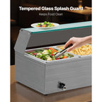 SucceBuy Commercial Food Warmer Stainless Steel Buffet With Glass Cover