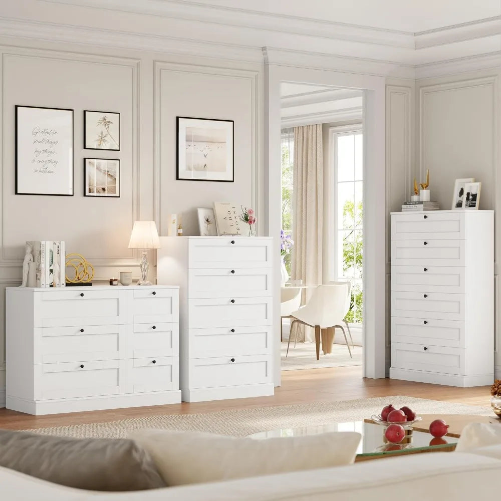 Exquisite 6-Drawer Dresser For Bedroom, Modern Vertical Storage