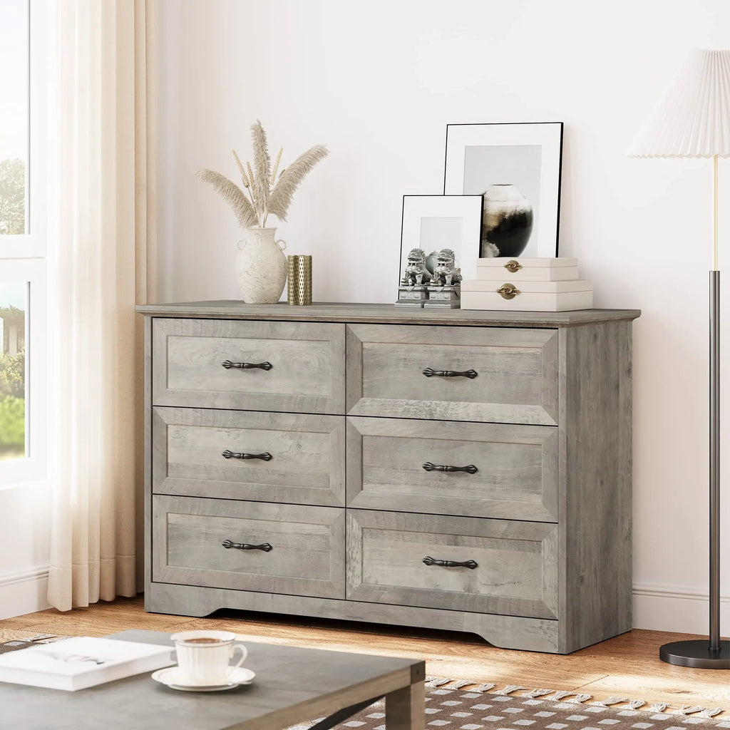 Studyset 6 Drawer Wood Dresser For Bedroom And Living Room