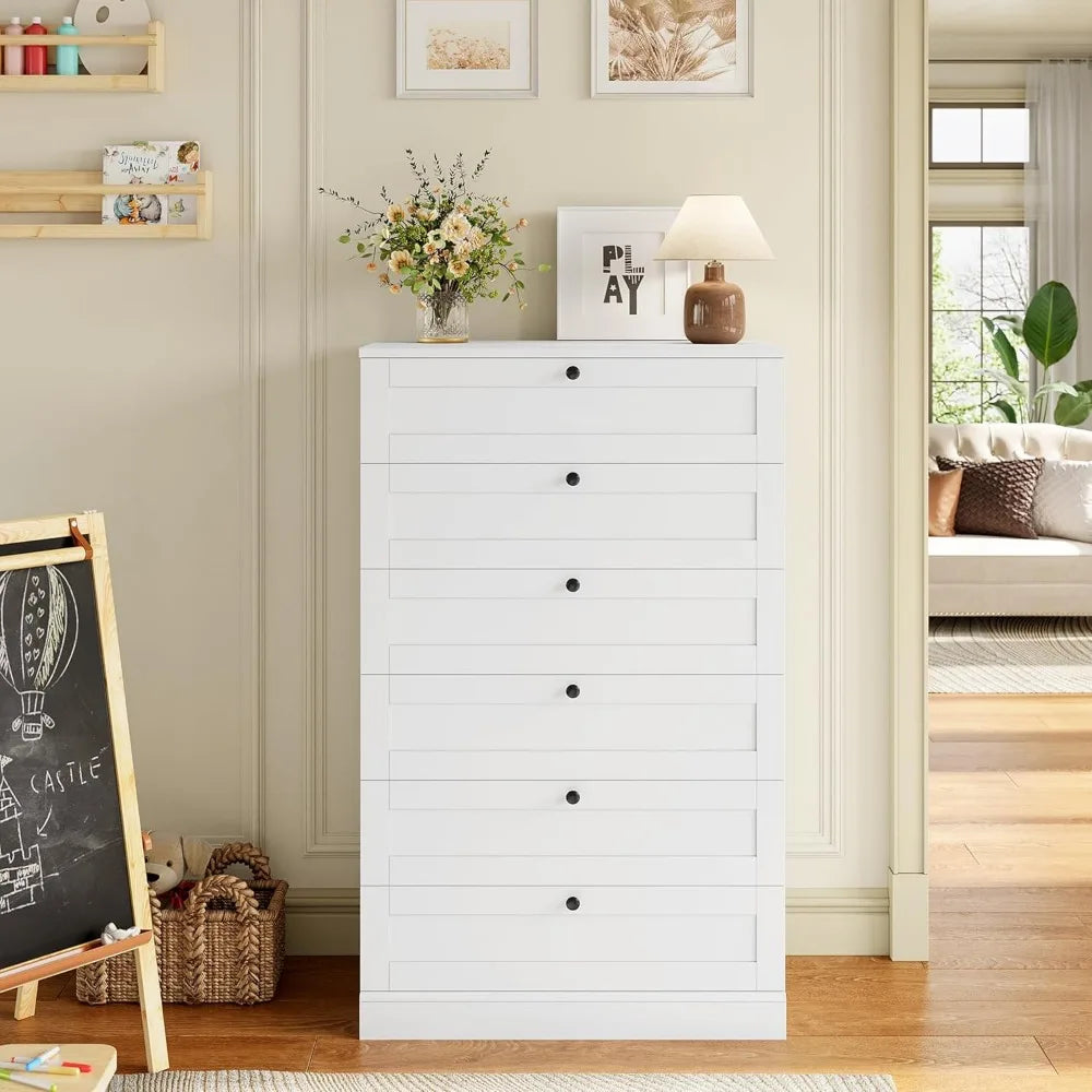 Exquisite 6-Drawer Dresser For Bedroom, Modern Vertical Storage