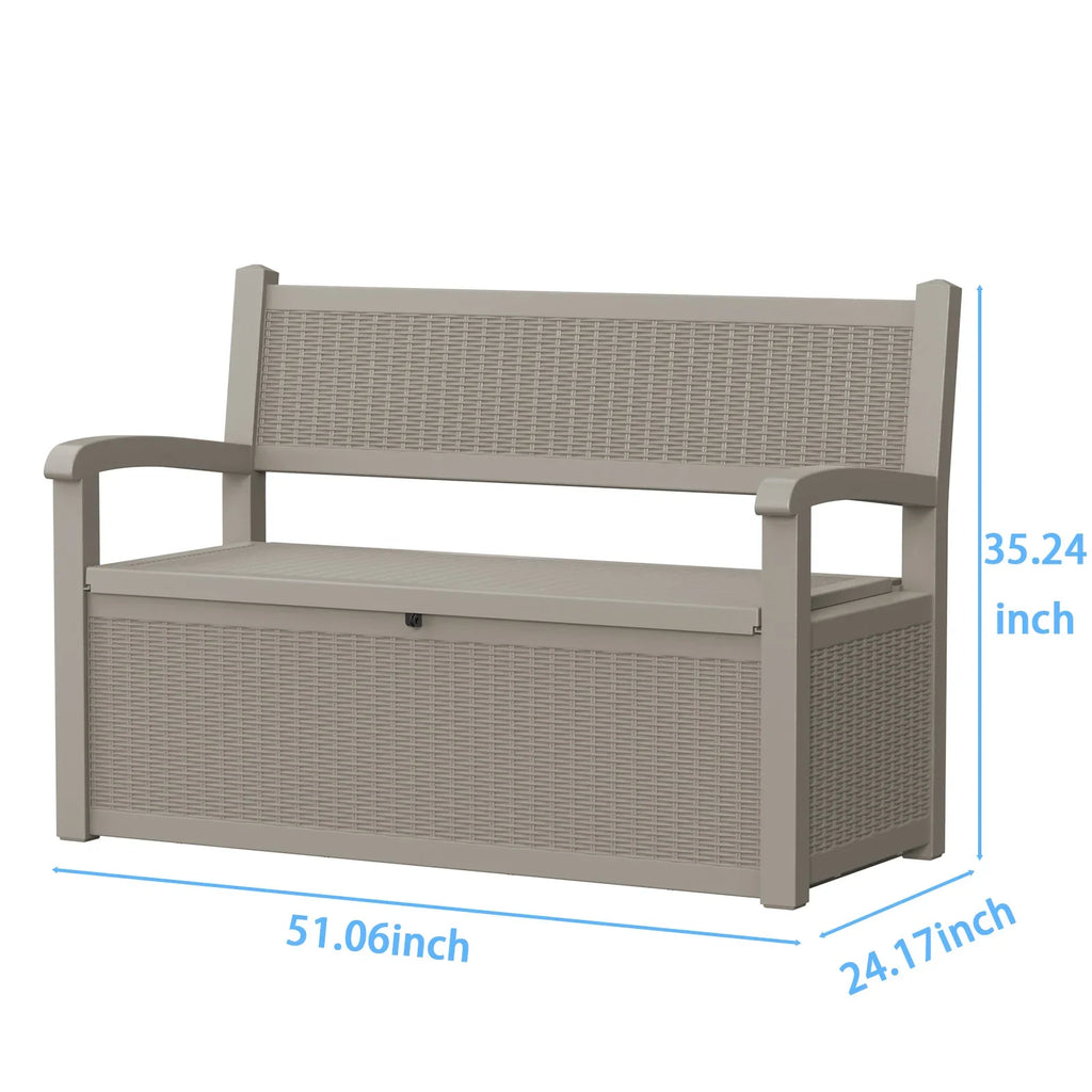 Weatherproof Resin Outdoor Storage Bench With Rattan Look