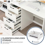 XIUWO Desk With Four Drawers Modern Writing Station