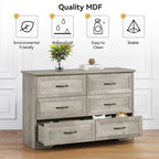 Studyset 6 Drawer Wood Dresser For Bedroom And Living Room