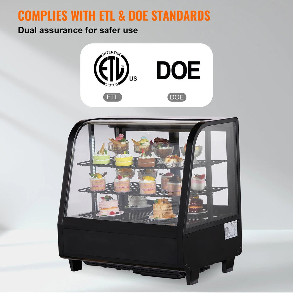 SucceBuy Refrigerated Display Case Countertop Pastry Showcase With Turbo Cooling