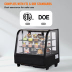 SucceBuy Refrigerated Display Case Countertop Pastry Showcase With Turbo Cooling